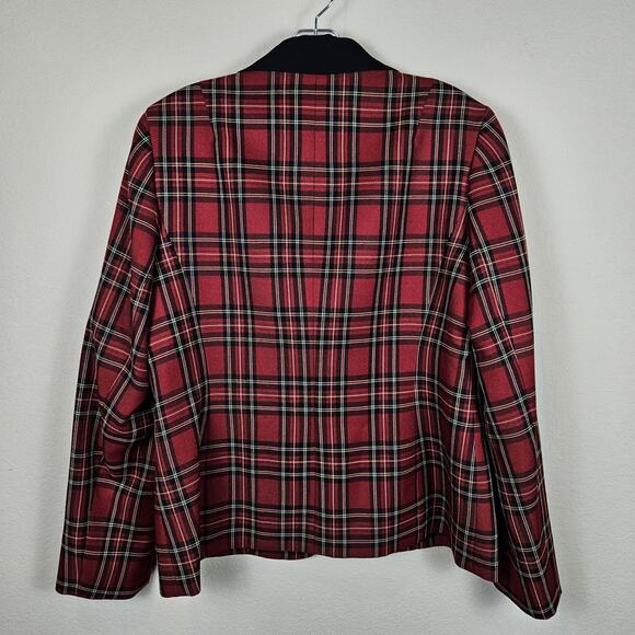 Black Label Evan Picone Blazer Jacket Tartan Plaid Checker Equestrian Womens 10 - Picture 3 of 12